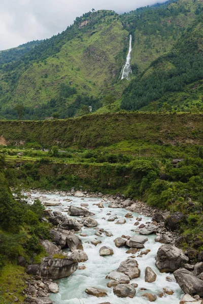 Krajobraz Lasu Strumienia Obszarze Annapurna Nepal — Zdjęcie stockowe