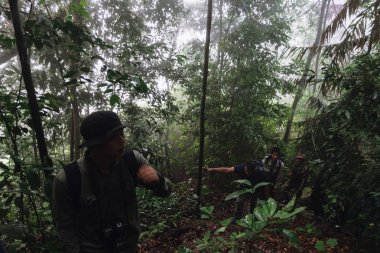 Dağda yürüyüş yapan gezgin hala Bala vahşi yaşam sığınağındaki Pha Hin Tok 'a gider. Tayland.