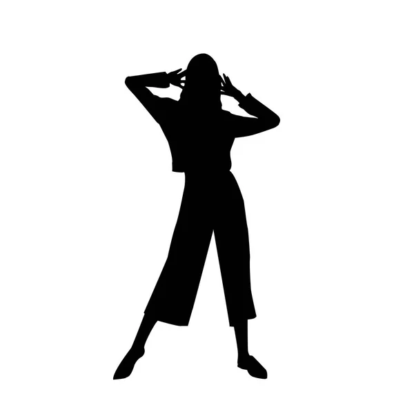 Black fashion vector silhouette of beautiful stylish woman — Stock Vector