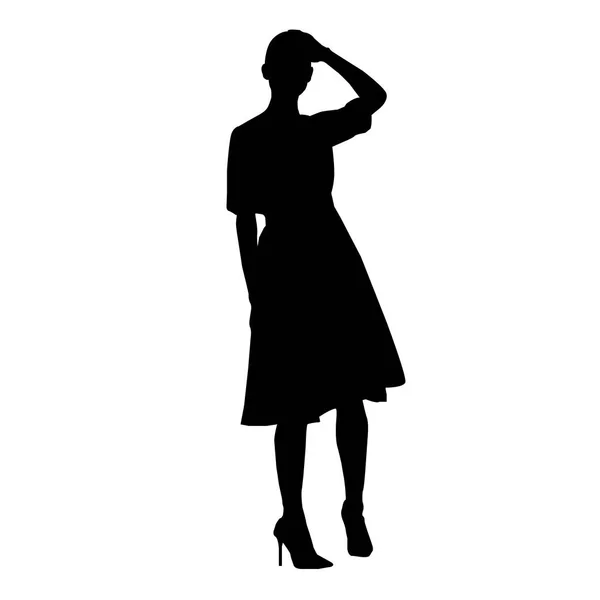 Vektor schwarz weibliche Silhouette der Mode Frau isoliert auf weißem Hintergrund — Stockvektor