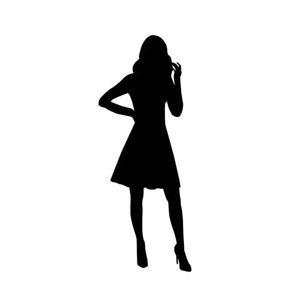 Vector black female silhouette of fashion woman isolated on white background — Stock Vector