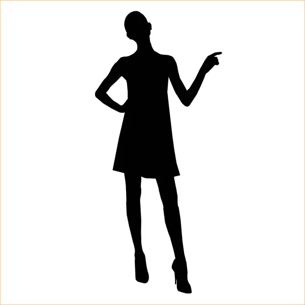 Vektor svart kvinnlig silhuett av mode kvinna isolerad på vit bakgrund 5 — Stock vektor