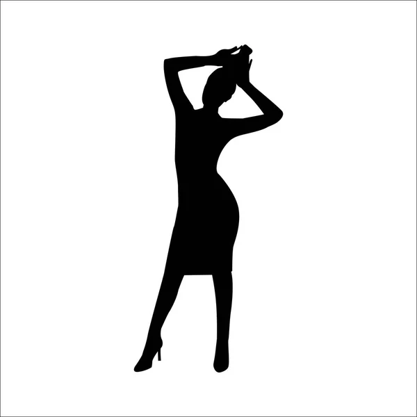 Trendy vector black female silhouette of fashion woman — Stock Vector