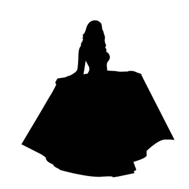 Büyük gelinlik poz güzel gelin kadın vektör siyah kadın siluet