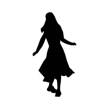 Güzel şık kız siyah moda vektör siluet