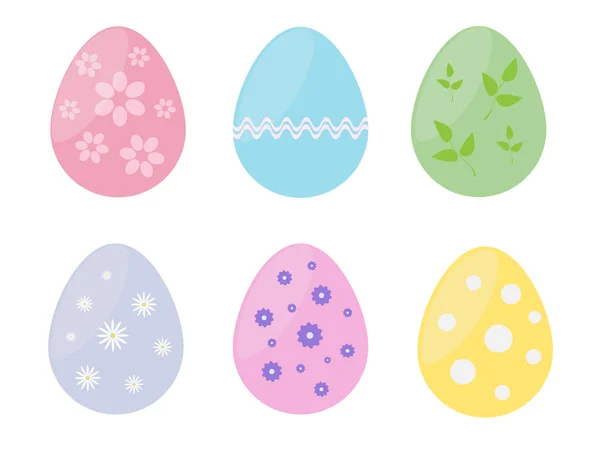 Huevos de Pascua en tonos pastel sobre fondo blanco — Vector de stock