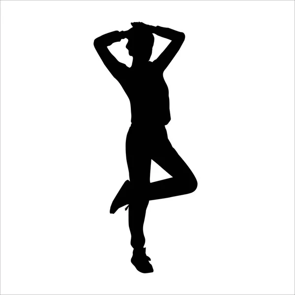 Black fashion vector silhouette of beautiful sporty woman — Stock Vector