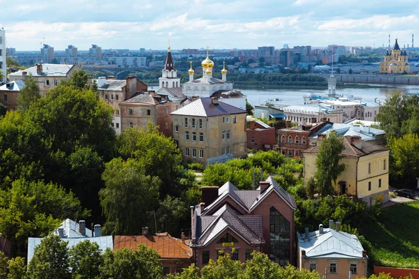 Nizhny Novgorod, Russia, July 12, 2019. Aerial panoramic view of the city in summer day. — Stock Photo, Image