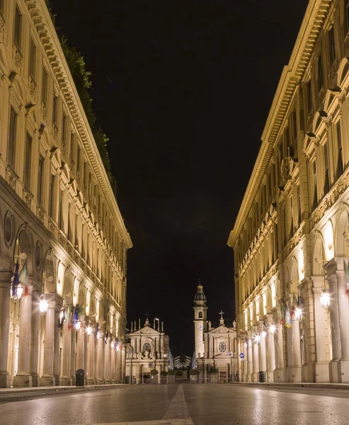 Vue Centre Turin Dans Nuit Marche Dans Centre — Photo