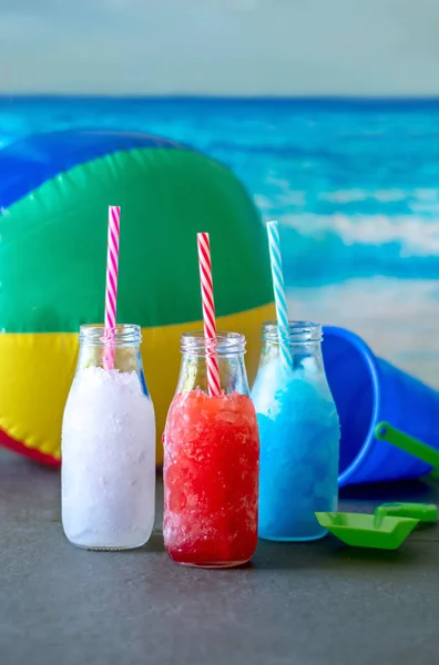 bright red white and blue  frozen drinks, kid friendly  patriotic drink for the 4th of July  summer beach parties,