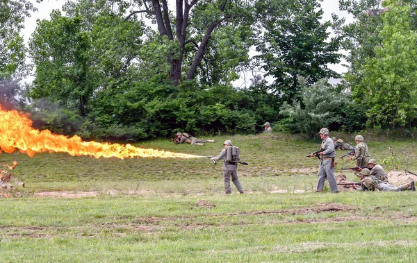 June 2018 Lest Forget Event Joseph Usa Soldiers Use Flame — Stock Photo, Image