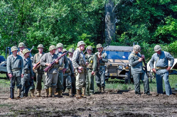 Juni 2018 Joseph Usa Een Groep Soldaten Vintage Uniformen Uit — Stockfoto