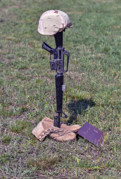 June 22 2018 St Joseph MI USA; a memorial to our fallen soldiers is on display at the least we forget event in Michigan USA