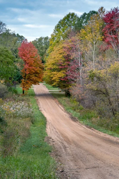 Mooie Herfst Landschap Land Weg Michigan Usa — Stockfoto