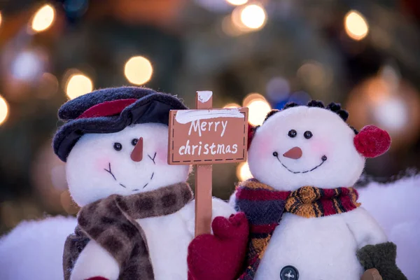 Schneemannpaar hautnah — Stockfoto