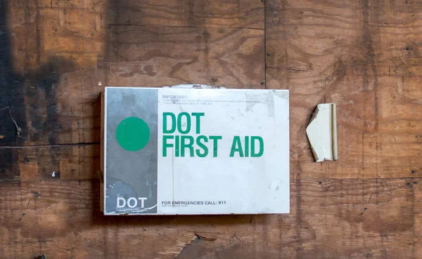 first aid kit on a wall