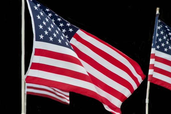Banderas americanas ondeando en el viento — Foto de Stock