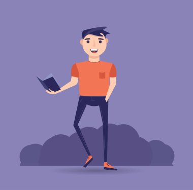 Elinde kitap olan adam.