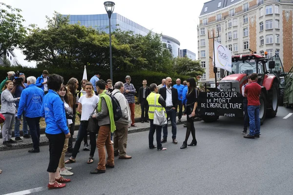 Manifestación contra el tratado de libre comercio Mercosur en Bruselas — Foto de Stock