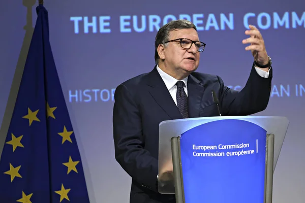 Presidente Comisión Jos Manuel Barroso Asiste Una Conferencia Prensa Sobre — Foto de Stock