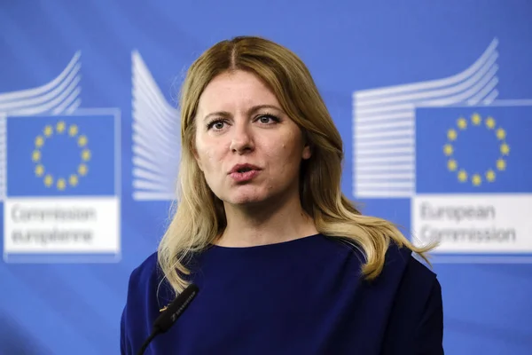 Republiken Slovakiens president Zuzana Caputova vid EU-kommissionen — Stockfoto