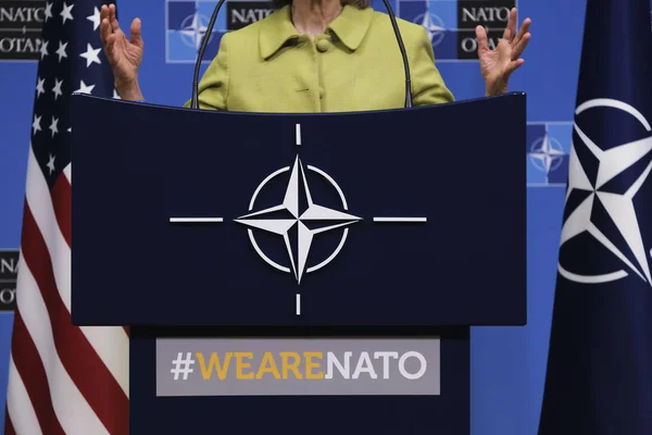 Pressekonferenz des Ständigen Vertreters der USA bei nato kay ba — Stockfoto