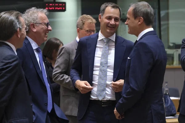 Az EU eurócsoport pénzügyminisztereinek ülése Brüsszelben, Belgiumban — Stock Fotó