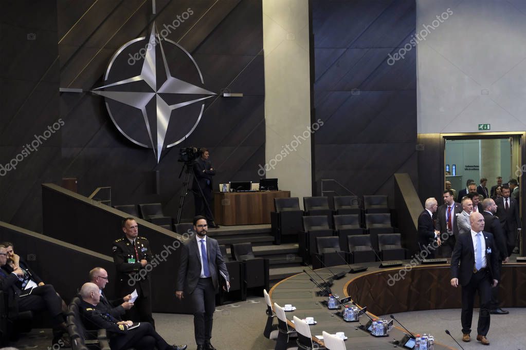 Brussels, Belgium. 26th June 2019. First day of NATO defense ministers meeting is held at NATO headquarters