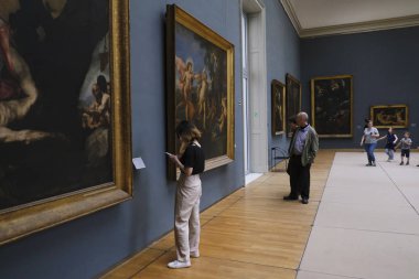 Visitors take a tour at the Royal Museums of Fine Arts of Belgium in Brussels on June 1st, 2019. clipart
