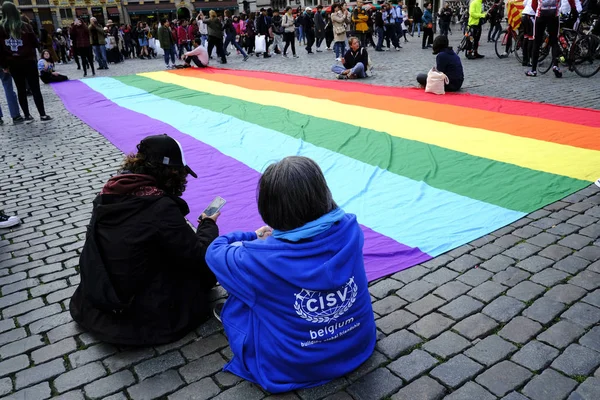 Belgický Pride festival 2019 v Bruselu, Belgie — Stock fotografie