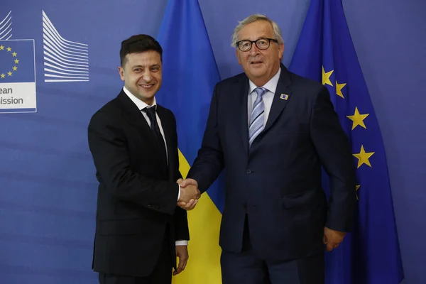 Ukrainas president Volodymyr Zelenskij besöker EU-kommissionen i B — Stockfoto