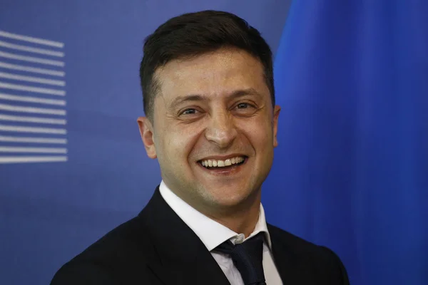 El presidente ucraniano Volodymyr Zelensky visita la Comisión de la UE en B — Foto de Stock