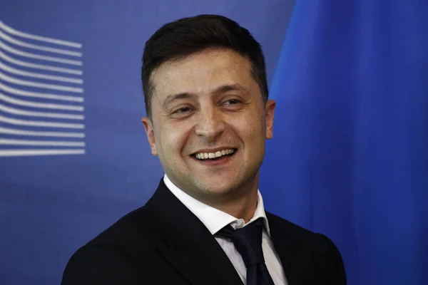 Presidente da Ucrânia Volodymyr Zelensky visita Comissão Europeia em B — Fotografia de Stock