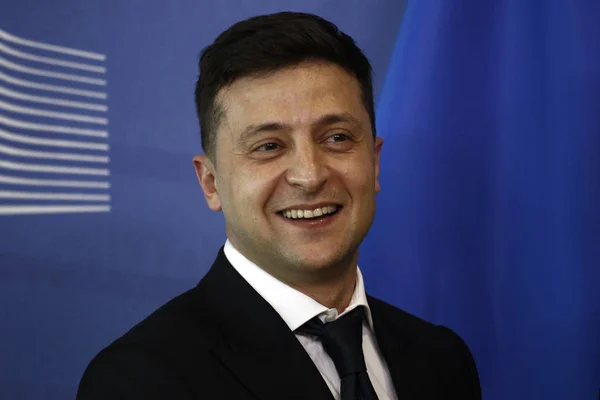 El presidente ucraniano Volodymyr Zelensky visita la Comisión de la UE en B — Foto de Stock