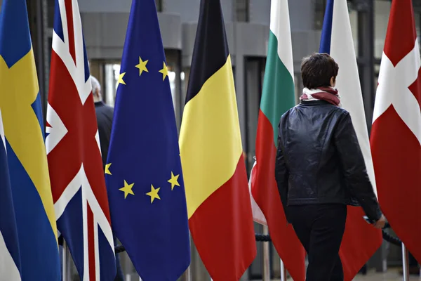 Brusel Belgie Března 2019 Procházka Vlajce Unie Známá Také Jako — Stock fotografie