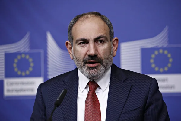 El Primer Ministro de Armenia Nikol Pashinyan en Bruselas, Belgi — Foto de Stock