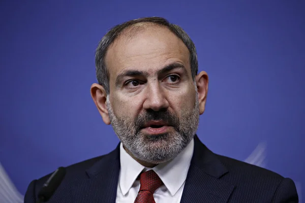 El Primer Ministro de Armenia Nikol Pashinyan en Bruselas, Belgi — Foto de Stock