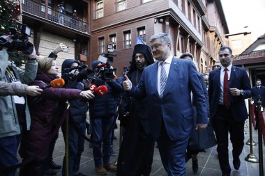 İstanbul, Türkiye. 6 Ocak 2019. Ukrayna Cumhurbaşkanı Petro Poroşenko St George Katedrali Epifani Günü kutlamaları katıldı.