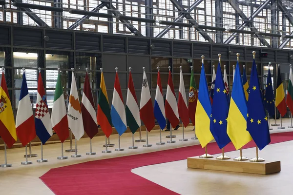 Ukrainian President Volodymyr Zelensky visits EU Council in Brus — Stock Photo, Image