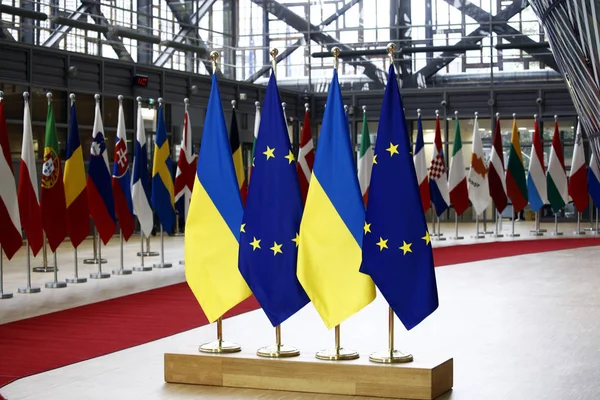 Президент України Володимир Зеленський відвідав Раду ЄС у Brus — стокове фото
