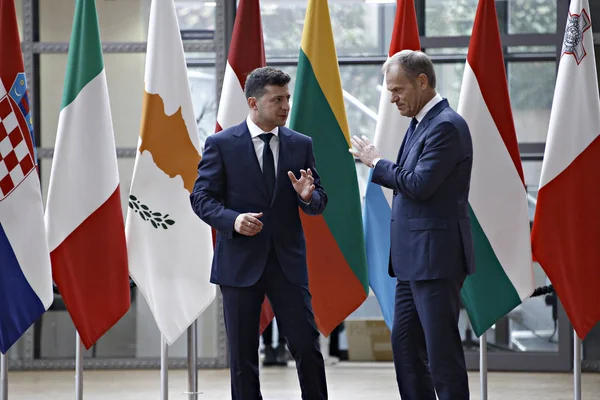 Президент Украины Владимир Зеленский посетил Совет ЕС в Брюсе — стоковое фото