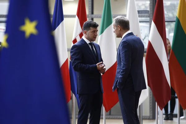 Presidente da Ucrânia Volodymyr Zelensky visita Conselho da UE em Brus — Fotografia de Stock