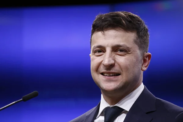 Presidente da Ucrânia Volodymyr Zelensky visita Conselho da UE em Brus — Fotografia de Stock