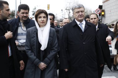 İstanbul, Türkiye. 6 Ocak 2019. Ukrayna Cumhurbaşkanı Petro Poroşenko St George Katedrali Epifani Günü kutlamaları katıldı.