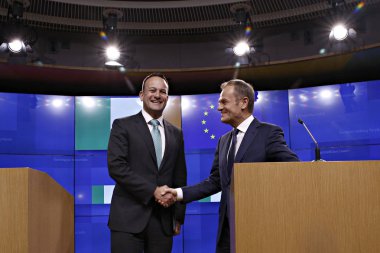 AB Konseyi Başkanı Donald Tusk ve İrlanda Başbakanı Leo Va