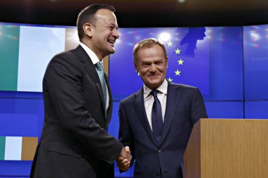 AB Konseyi Başkanı Donald Tusk ve İrlanda Başbakanı Leo Va