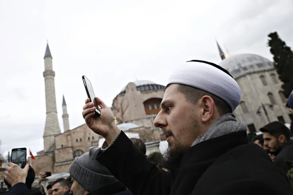 Istanboel Turkije Januari 2019 Aanbidders Verzamelden Hagia Sophia Museum Werelderfgoedlijst — Stockfoto