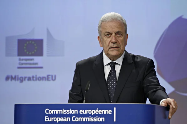 Conferencia de prensa sobre los progresos realizados en el marco de la Agenda Europea sobre Migración — Foto de Stock