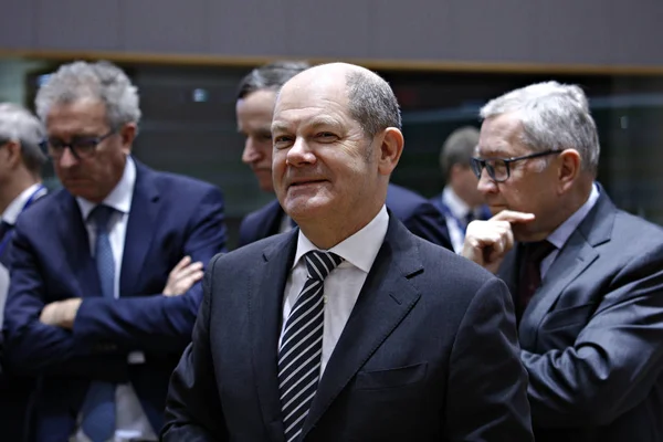 Posiedzenie ministrów finansów Eurogrupy w Brukseli, Belgia — Zdjęcie stockowe