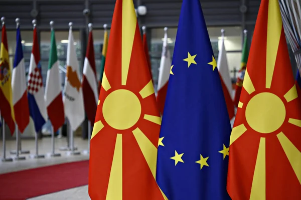 El presidente de Macedonia del Norte, Pendarovski, visita el Consejo de la UE en Bru — Foto de Stock